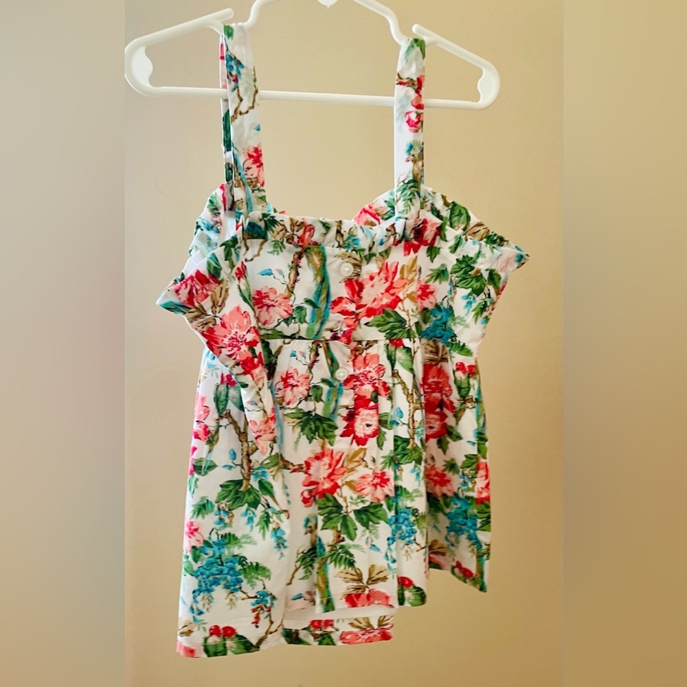 NWT Janie and Jack two strap top TROPICAL FLORAL BOW TOP size 8T - Picture 3 of 4